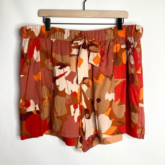Sanctuary Orange Patterned Shorts Size 2X Pockets NWT High Waist - Picture 1 of 9